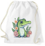 printfashion Cuki krokodil virágokkal - Sportzsák, Tornazsák - Fehér (13204553)