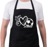 printfashion Peace love soccer - Kötény - Fekete (10781215)