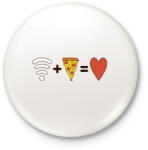 printfashion Wifi + Pizza = Love - Kitűző, hűtőmágnes - Fehér (4250630)