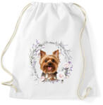 printfashion yorkie virágokkal - Sportzsák, Tornazsák - Fehér (15107969)