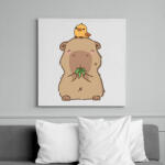 printfashion Capybara kismadárral - Vászonkép - Fehér (13856875)