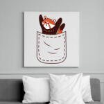 printfashion Vörös panda zsebben - Vászonkép - Fehér (13329439)