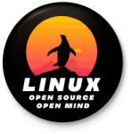 printfashion Linux - open source - Kitűző, hűtőmágnes - Fekete (3530500)