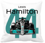 printfashion Lewis Hamilton 44 autóversenyző - fekete felirat - Párnahuzat, Díszpárnahuzat - Fehér (16044377)