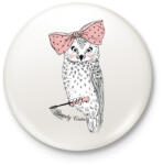 printfashion Beauty Owl - Kitűző, hűtőmágnes - Fehér (3079089)