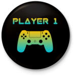 printfashion PLAYER 1 - Kitűző, hűtőmágnes - Fekete (3660567)