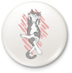 printfashion Alvó cica - Kitűző, hűtőmágnes - Fehér (8308254)