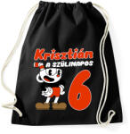 printfashion Cuphead Szülinap - Egyedi névvel - Sportzsák, Tornazsák - Fekete (7019204)