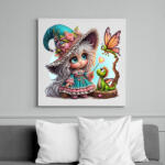 printfashion Cuki boszorkány sárkánnyal - Vászonkép - Fehér (16069725)