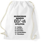 printfashion Munkában mindig 100%-ot nyújtok - Sportzsák, Tornazsák - Fehér (5386079)