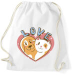 printfashion Kutya és macska szeretet - Sportzsák, Tornazsák - Fehér (6151230)