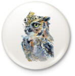 printfashion Painted Owl - Kitűző, hűtőmágnes - Fehér (3079096)