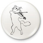 printfashion Macska hegedűl - Kitűző, hűtőmágnes - Fehér (10276383)