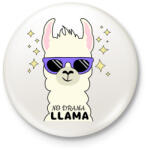 printfashion no drama llama - Kitűző, hűtőmágnes - Fehér (4108850)