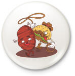 printfashion Burger cowboy - Kitűző, hűtőmágnes - Fehér (6385865)