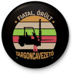 printfashion Fiatal, őrül és targoncavezető - Kitűző, hűtőmágnes - Fekete (13072729)