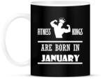 printfashion Fitnessz királyok januárban születtek - Bögre - Fekete (1366361)