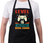printfashion 16 éves gamer - Kötény - Fekete (4928981)