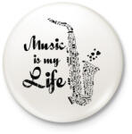printfashion music is my life - Kitűző, hűtőmágnes - Fehér (3083505)