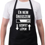 printfashion Én nem öregszem, Szintet lépek - Fehér - Kötény - Fekete (4929604)