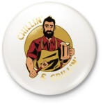 printfashion Lazulás és grillezés - Chillin and Grillin - Kitűző, hűtőmágnes - Fehér (5624240)