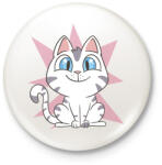 printfashion Cuki cica - Kitűző, hűtőmágnes - Fehér (6100213)