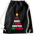 printfashion Merry Fcking Christmas Tree - Sportzsák, Tornazsák - Fekete (2070303)