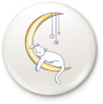 printfashion Cica a holdon alszik mese - Kitűző, hűtőmágnes - Fehér (4111174)