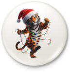 printfashion Táncoló karácsonyi party tigris - Kitűző, hűtőmágnes - Fehér (15262644)