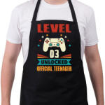 printfashion 3 éves gamer - Kötény - Fekete (4928968)