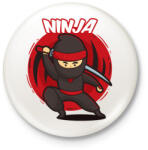 printfashion Ninja - Kitűző, hűtőmágnes - Fehér (3088482)