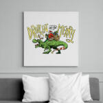 printfashion Karácsony - Tépapó dínóval érkezik - Vászonkép - Fehér (6638863)