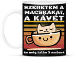 printfashion Szeretem a macskákat a kávét és még talán 3 embert - Bögre - Fekete (16322956)