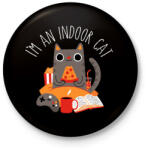 printfashion Indoor cat - Kitűző, hűtőmágnes - Fekete (3100078)