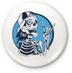 printfashion Koponya baseball sapkával - Kitűző, hűtőmágnes - Fehér (11518422)