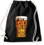 printfashion Óvd a vizet, igyál sört - Sportzsák, Tornazsák - Fekete (108729)