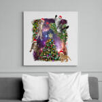 printfashion Karácsonyi macskák - Vászonkép - Fehér (14756531)