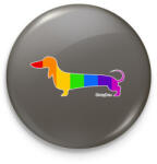 printfashion Szivárvány testű tacskó - Kitűző, hűtőmágnes - Sötétszürke (13418411)