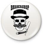 printfashion Barbershop - Bajuszos - Kitűző, hűtőmágnes - Fehér (6840435)