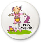 printfashion 2 éves vagyok" kislányoknak - Kitűző, hűtőmágnes - Fehér (13450039)