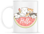 printfashion Cuki macskák dinnyével - Bögre - Fehér (7610502)