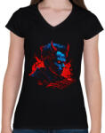 printfashion Devil design - Női V-nyakú póló - Fekete (12149540)