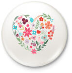 printfashion Virág szív - Kitűző, hűtőmágnes - Fehér (6537121)