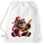 printfashion Vicces karácsonyi gitáros rocker party medve - Sportzsák, Tornazsák - Fehér (15239788)