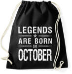 printfashion A legendák októberben születnek - Sportzsák, Tornazsák - Fekete (378499)