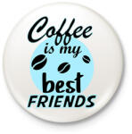 printfashion coffee friends - Kitűző, hűtőmágnes - Fehér (6156251)