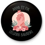 printfashion Anya és fia legjobb barátok - Kitűző, hűtőmágnes - Fekete (16047415)
