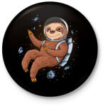 printfashion Űrhajós lajhár - Kitűző, hűtőmágnes - Fekete (6591005)