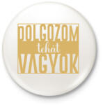 printfashion Dolgozom tehát vagyok - Kitűző, hűtőmágnes - Fehér (7448118)