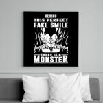 printfashion A mosoly mögött egy szörny lakozik - Vászonkép - Fekete (6644421)